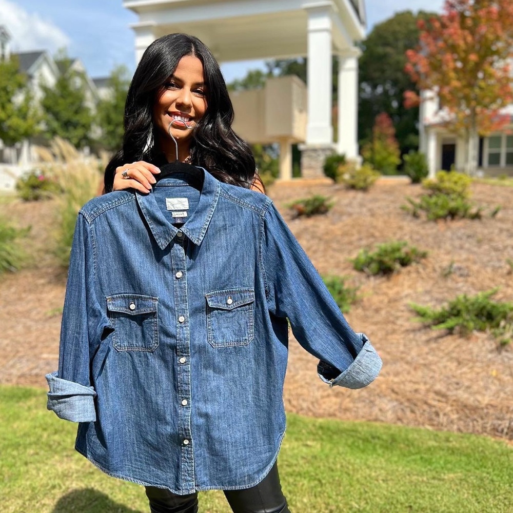 Denim long-sleeve shirt